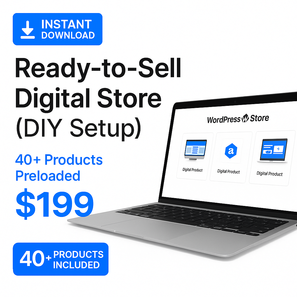 DIY Store – $199 ready to sell digital store (diy setup) – 40+ products preloaded | instant download